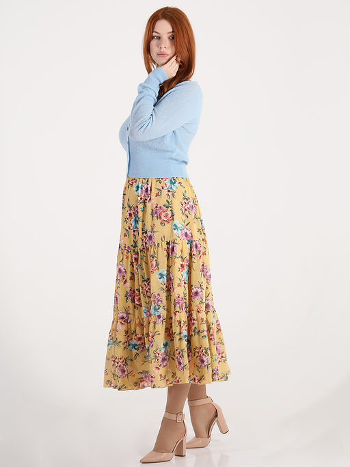 Желтая шифоновая юбка больших размеров - Almond фото 5