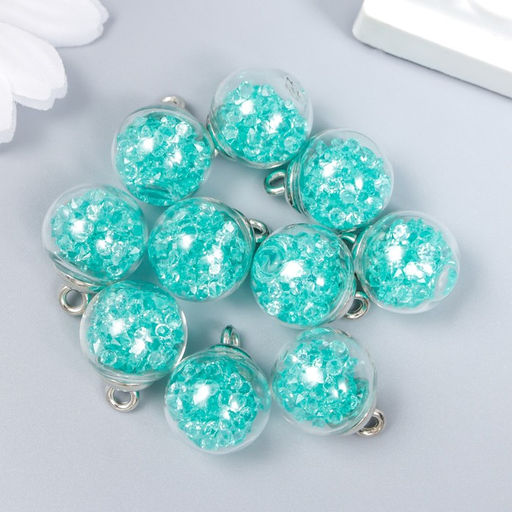 Подвеска декоративная для творчества стекло «Шар - камешки», морс. волна, d=1.6 см, набор 10 шт.