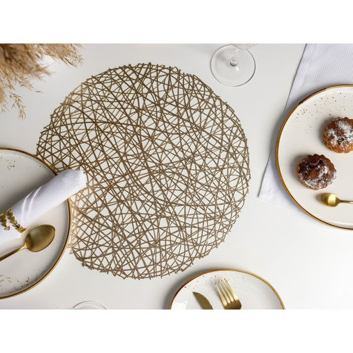 Набор салфеток сервировочных на стол Доляна Паутинка, d=38 см, 4 шт, цвет золотой  фото 16