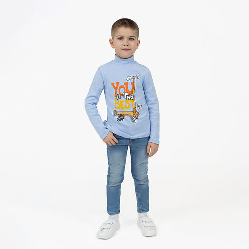 Джемперводолазка голубая рисунок самокат