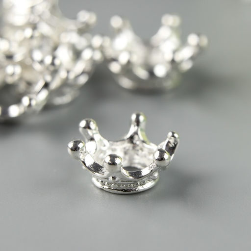 Цена за 10 шт. Декор "Корона", цвет серебристый