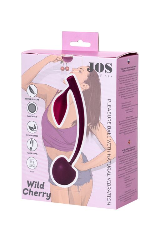 Вагинальный шарик JOS WILD CHERRY, силикон, бордовый, 13 см  фото 5