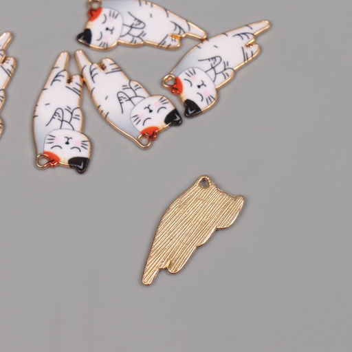 Цена за 6 шт. Декор для творчества металл, эмаль «Котик спит», 2.5×1.3 см