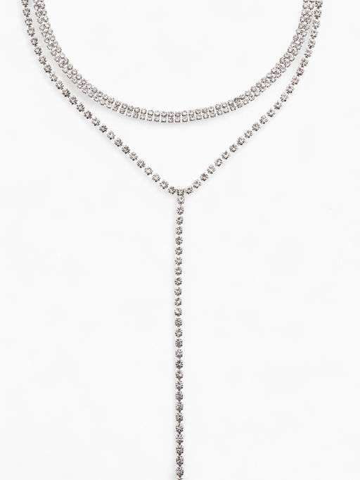 Набор 2 предмета: колье-чокер, серьги Блеск, белый в серебре