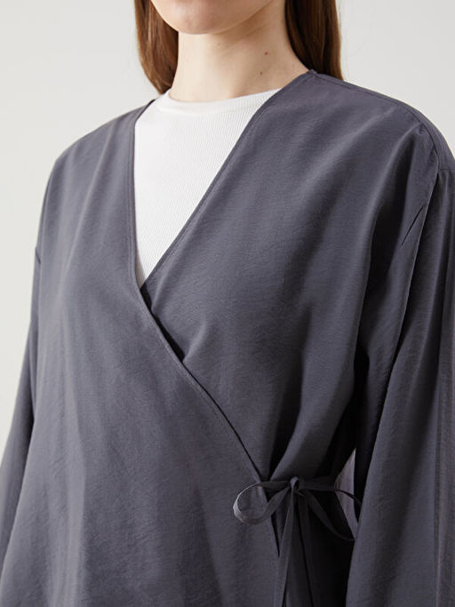 Kruvaze Yaka Modal Kar???ml? Kad?n Kimono