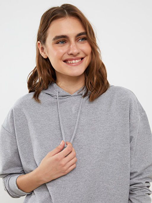 Kap??onlu D?z Uzun Kollu Kad?n Pijama ?st