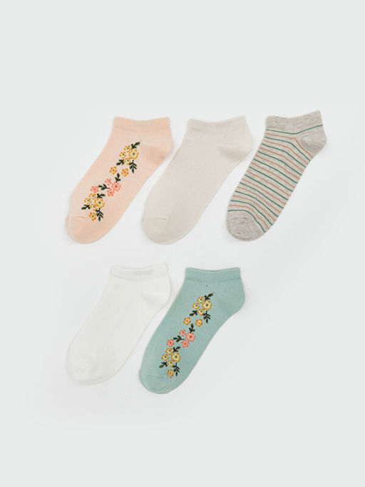 ?i?ekli Kad?n Patik ?orap 5li