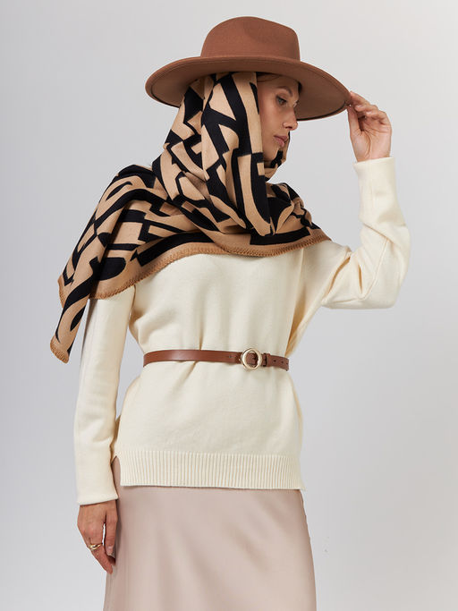 в СОСТАВЕ ШЕРСТЬ и КАШЕМИР Большой, мягкий, теплый однотонный двусторонний палантин. - Tantino фото 8