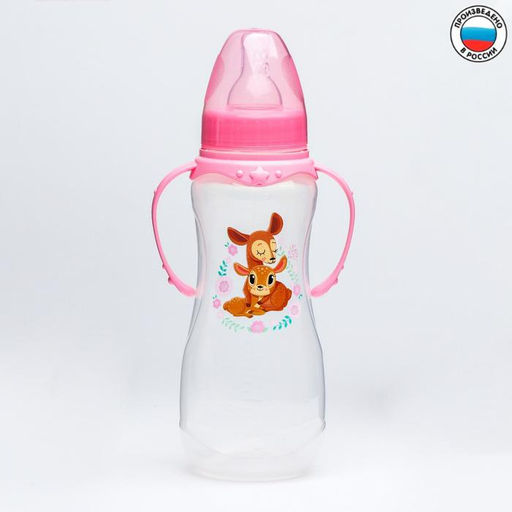Бутылочка для кормления M&B «Оленята: мамы и малыши», классическое горло, с ручками, от 0 мес., 250 мл., приталенная