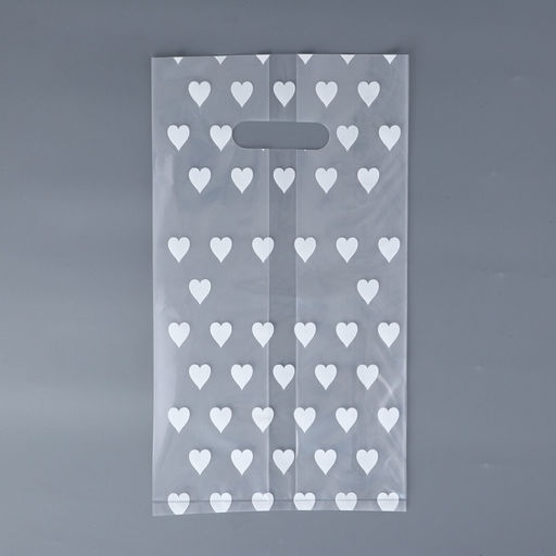 Цена за 20 шт. Пакет полиэтиленовый квадратный с вырубной ручкой, упаковка, "Сердечки", 17х33+17см ± 5% 60 мкм