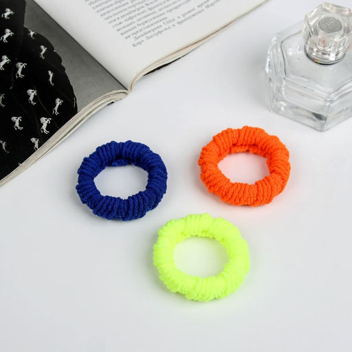 Цена за 6 шт. Резинки для волос «Махрушка спорт», набор 3 шт., узор диагональ, 4 см