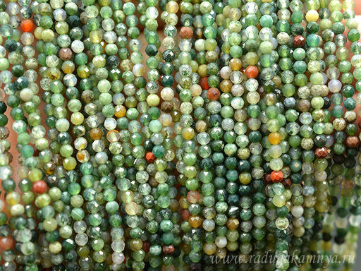 Бусины из агата индийского шарик гр.3мм, 38см, 125 бусин Радуга камня