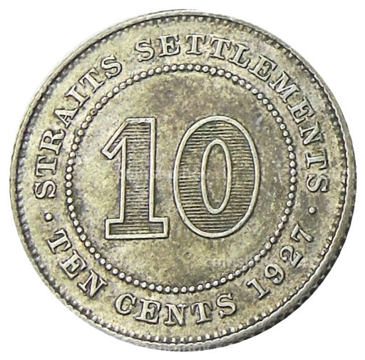 10 центов 1927 года Стрейтс Сетлментс