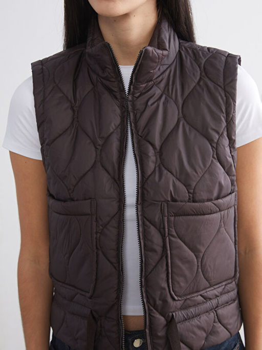 Dik Yaka Kapitone Oversize Kad?n ?i?me Yelek