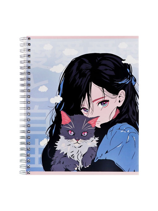 Набор тетрадей Calligrata «Аниме. Девочка с котом», 3 штуки, 96 листов, на гребне, обложка из мелованного картона