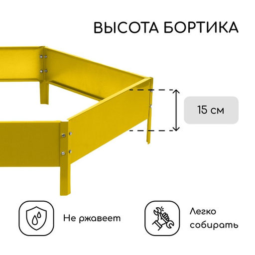 Клумба оцинкованная, d=140 см, высота бортика 15 см, жёлтая, Greengo  фото 3