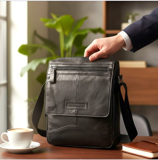 Сумка мужская из натуральной кожи, цвет черный - Greta фото 3