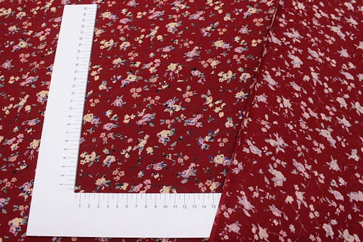 Штапель Премиум Цветочная грация цв.вишневый, ш.1.45м, вискоза-100%, 120гр/м.кв - Купава фото 9