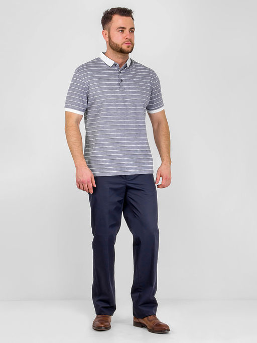 Джемпер мужской с воротником поло короткий рукав GREG G144-ZH-2 (серый м.)  фото 4