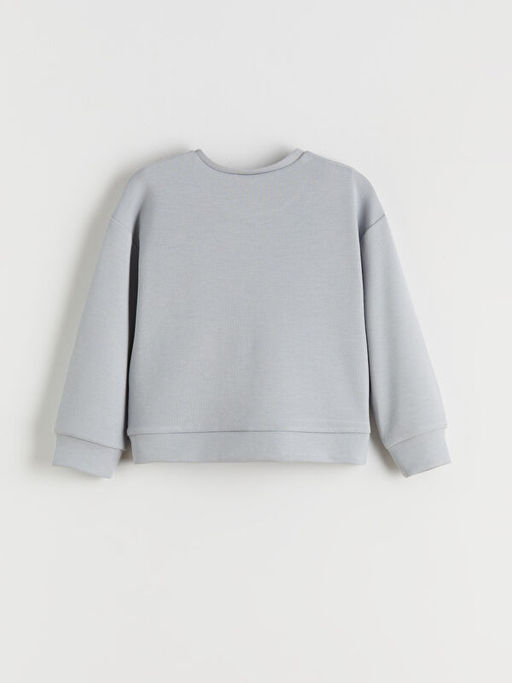 Bisiklet Yaka Bask?l? K?z ?ocuk Sweatshirt