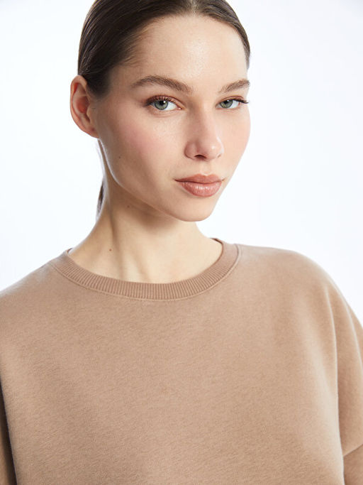 Bisiklet Yaka Kad?n Kal?n Sweatshirt Tunik
