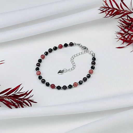 Браслет "Стихия Огонь" из Граната, Шпинели и Клубничного кварца 16,5 см +