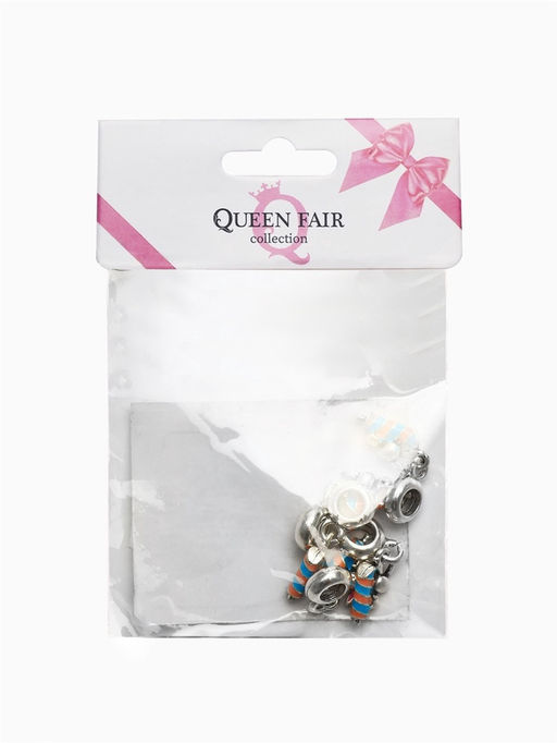 Цена за 5 шт. Шарм подвеска «Заяц» с мороженым, сине-оранжевый в серебре