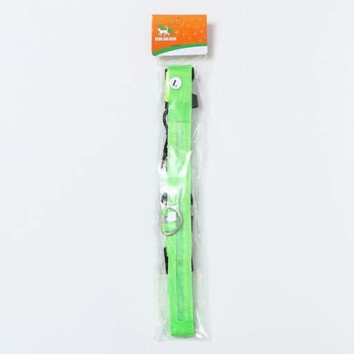 Ошейник с подсветкой, зарядка от USB, размер L, ОШ 41-52 см, 3 режима, зелёный - Пижон фото 11