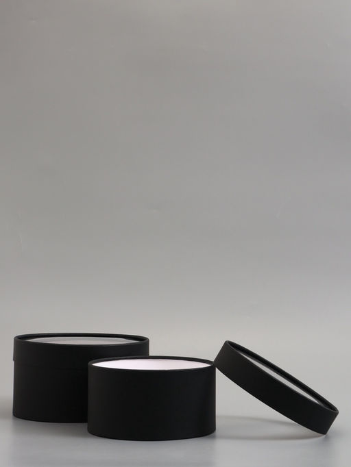 Набор подарочных коробок 2 в 1 круглых, черная, с окном, 21×11 - 18×10 см