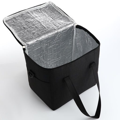 Термосумка на молнии, объём 10л, наружный карман, цвет чёрный