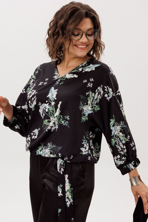 Блуза ANELLI 1662 цветы ночного сада  фото 8