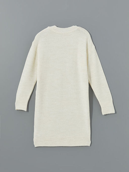 Bisiklet Yaka Pul ??lemeli K?z ?ocuk Elbise