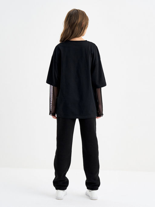 Черные брюки для девочки из футера - Kogankids фото 12