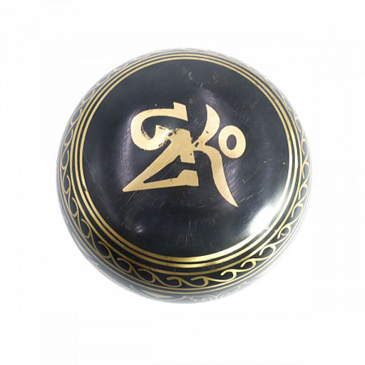 Чаша поющая с золотыми символами Лотос 5 металлов от 600гр до 800гр h-7cм d-12см