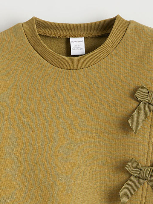 Bisiklet Yaka Fiyonk Detayl? K?z ?ocuk Sweatshirt