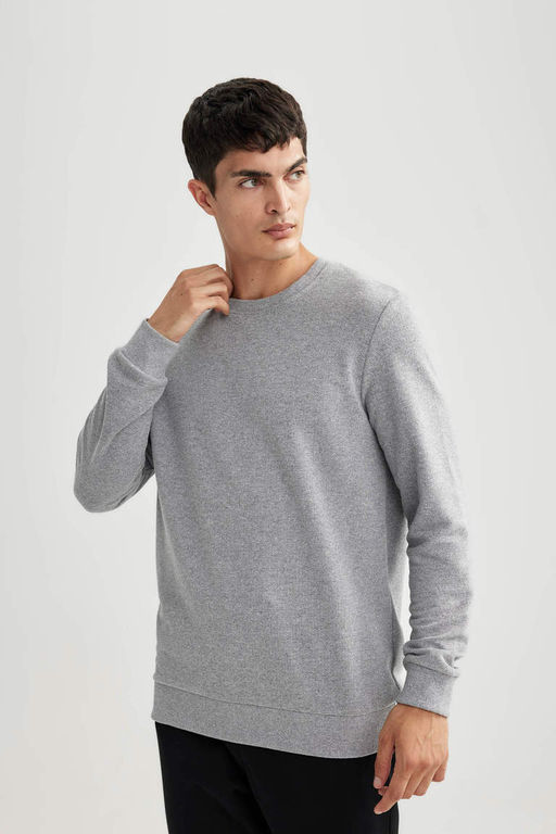 Базовый свитшот обычного кроя с круглым вырезом - Defacto фото 3