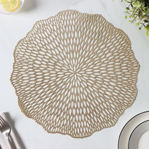 Набор салфеток сервировочных на стол Доляна Мэри, d=38 см, 4 шт, цвет золотой  фото 15