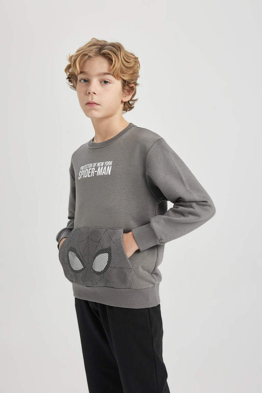 Толстовка с круглым вырезом для мальчиков Marvel Spiderman - Defacto фото 4