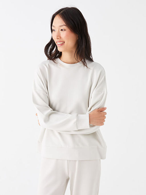 Bisiklet Yaka D?z Uzun Kollu Kad?n Sweatshirt