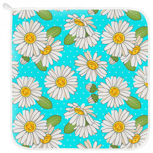 Салфетка хозяйственная 50х50см "Душистая ромашка, вид 4", вафельное полотно, декоративная окантовка, хлопок 100%, плотность 165г/м2, без упаковки, "Домашняя мода" (Россия)