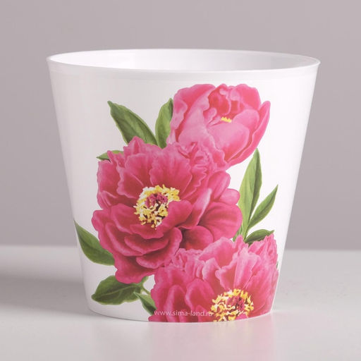 Кашпо для цветов Пионы, 800 мл, d=12 см, h=11 см, пластиковое - Дарите счастье фото 6