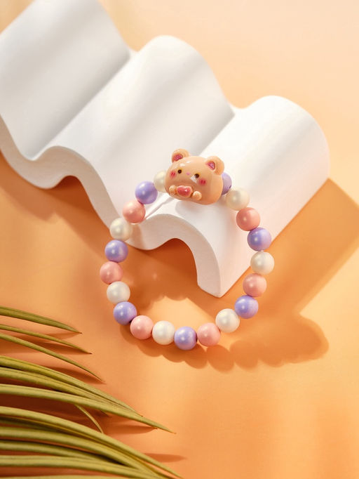 Цена за 3 шт. Браслет детский Выбражулька «Медведь», d=6 см жемчуг, разноцветный