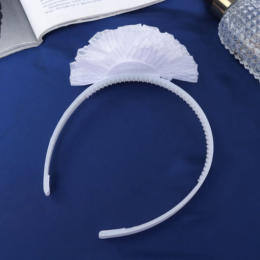 Цена за 6 шт. Ободок для волос «Школьница», облачко полосы, d=10 см, белый