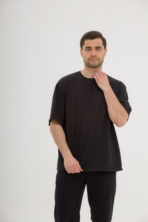 ПЛОТНАЯ ТКАНЬ Оверсайз футболка, черный - Knitka wear фото 7