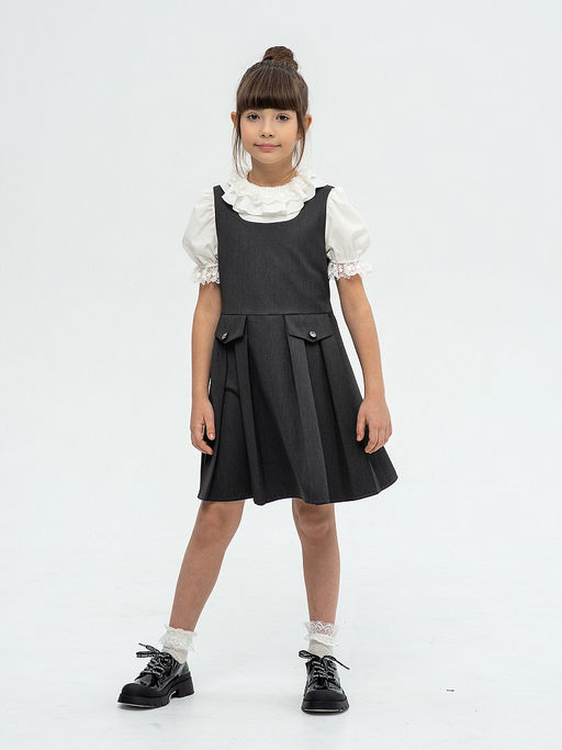 Серый школьный сарафан для девочки Mooriposh, модель 0245  фото 2