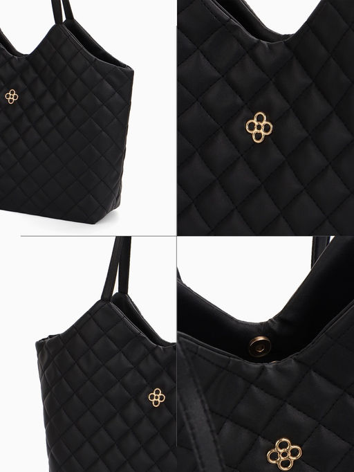 Сумка - шоппер женская на магните, 30×9×29 см, чёрная