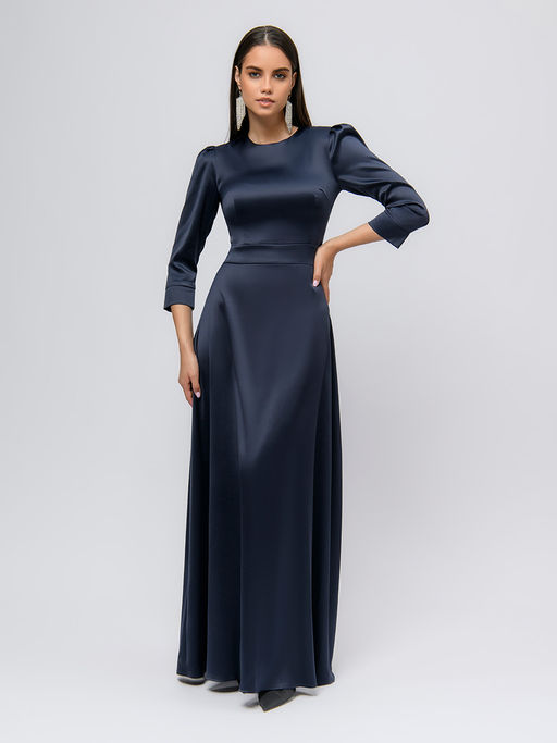 Платье длины макси синее с рукавом 3/4 - 1001dress фото 4