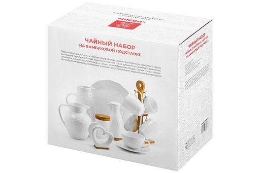 Набор - чайник + сахарница + 6 кружек Розы на бамбуковой подставке - Elan gallery фото 16
