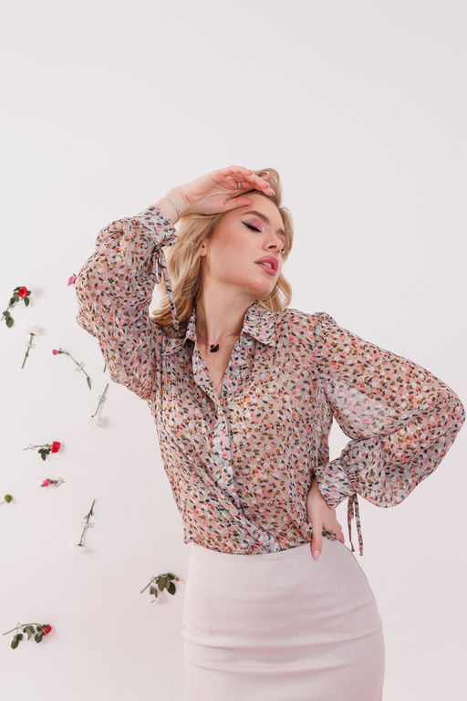 Блуза NIKVA н346-2 беж, коралл  фото 2