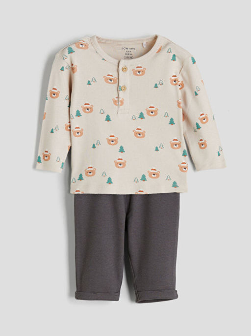 Bisiklet Yaka Erkek Bebek Ti??rt ve Pantolon 2li Tak?m